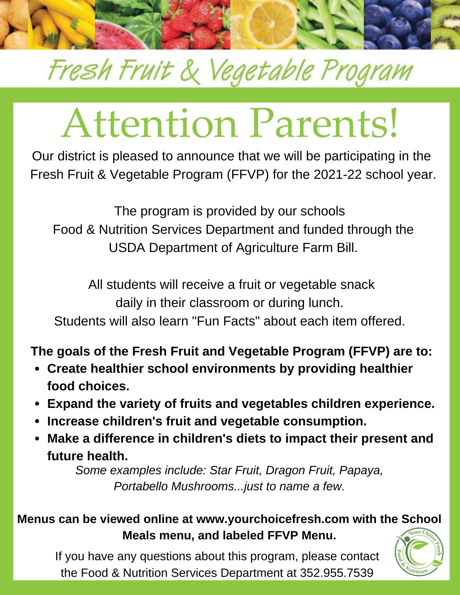 Your Choice Fresh • Fresh Fruit & Vegetable Program